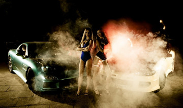 Картинка автомобили авто девушками девушки дым