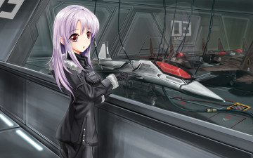 Картинка аниме weapon blood technology стекло девушка самолеты