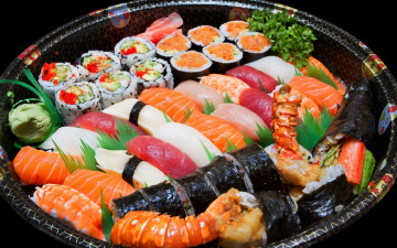 Картинка еда рыба морепродукты суши роллы лосось тунец
