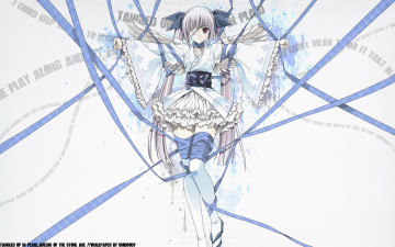 Картинка аниме suzuhira hiro artbook банты платье ленты бинты девушка крылья