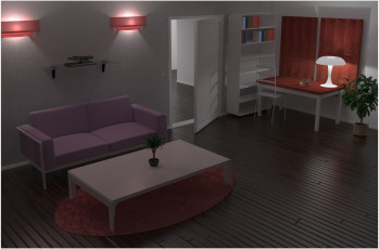 Картинка 3д+графика реализм+ realism стол диван комната стул светильник