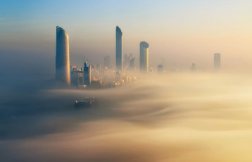 Картинка города дубай+ оаэ золотой утро dubai туман дубай город