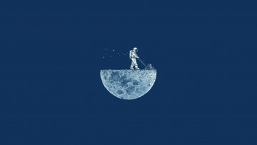 Картинка минимализм рисованное космонавт луна