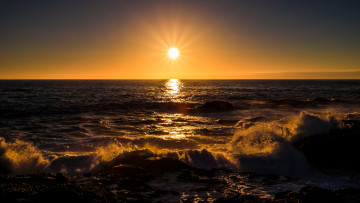 Картинка природа восходы закаты горизонт океан солнце