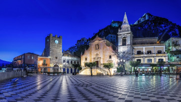 Картинка taormina+sicily города -+улицы +площади +набережные taormina sicily сицилия площадь дома ночь огни