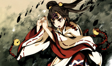 Картинка аниме kajiri+kamui+kagura девушка g yuusuke движение кимоно заклинание свет mikado ryuusui заколка шнурок стойка колокольчик