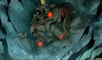 Картинка аниме kajiri+kamui+kagura клыки доспехи зверь демон знаки злость
