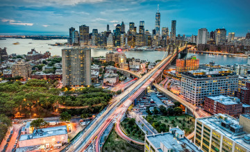 Картинка города нью-йорк+ сша город огни нью-йорк манхэттен бруклинский мост