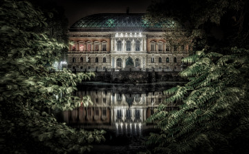 Картинка st& 228 ndehaus +d& 252 sseldorf города -+дворцы +замки +крепости ночь водоем здание