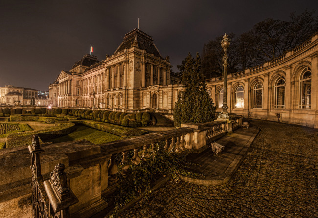 Обои картинки фото palace of brussels, города, брюссель , бельгия, дворец, ночь