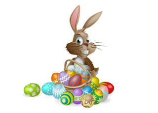 Картинка праздничные пасха яйца кролик