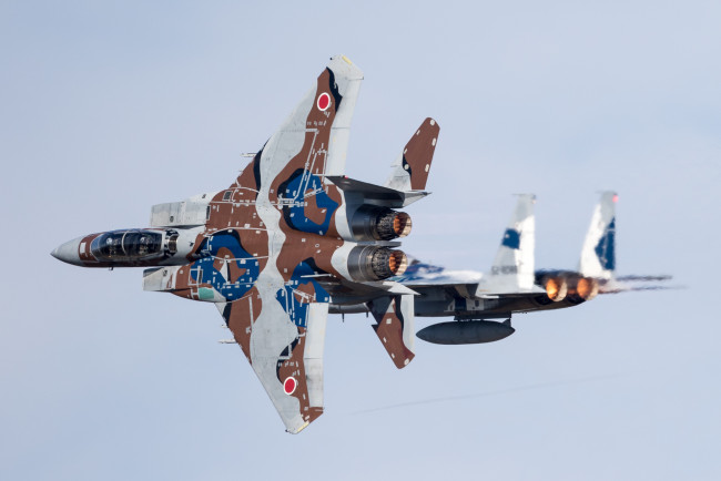 Обои картинки фото авиация, боевые самолёты, истребители, mitsubishi, полёт, f-15dj