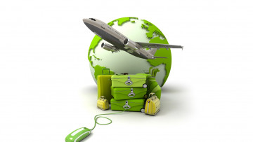 Картинка авиация 3д рисованые v-graphic мышка сумка самолет чемодан земля путешествие