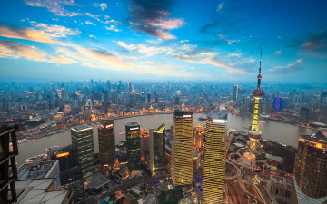 Картинка shanghai города шанхай+ китай башня шанхай панорама
