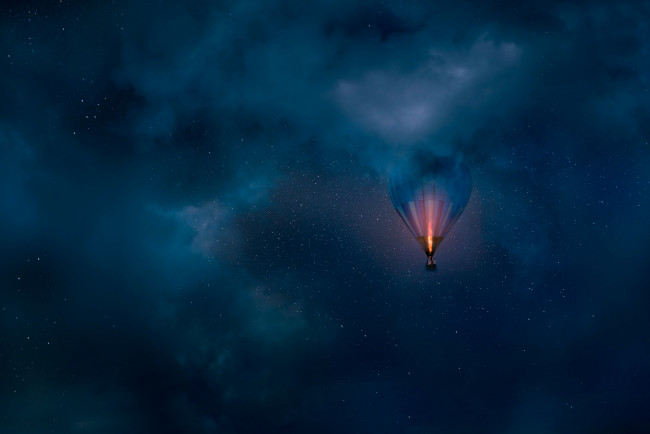 Обои картинки фото авиация, воздушные шары, небо, звёзды, воздушный, шар