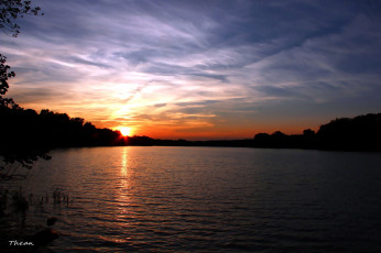 Картинка природа восходы закаты река вечер заходящее солнце