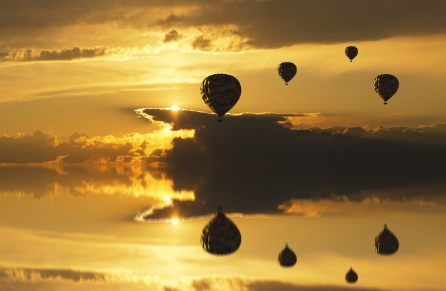 Обои картинки фото авиация, воздушные шары, полет, шары
