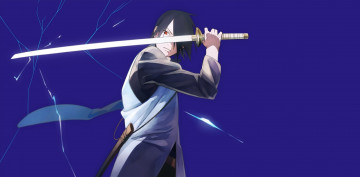 Картинка аниме naruto кусанаги молнии меч саске учиха