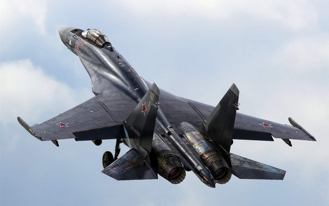 Обои картинки фото су-35, авиация, боевые самолёты, многоцелевой, сверхманевренный, истребитель, управляемый, вектор, тяги, окб, сухого, ввс, россии, flanker, e