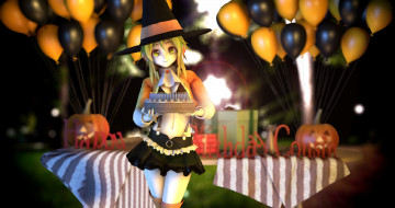 Картинка 3д+графика аниме+ anime девушка торт шары