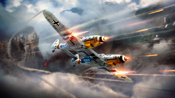 Картинка видео+игры war+thunder самолет скалы бой