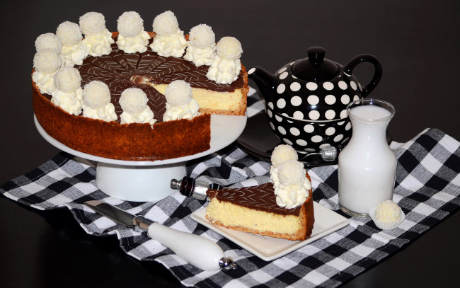 Обои картинки фото еда, торты, молоко, торт, чизкейк