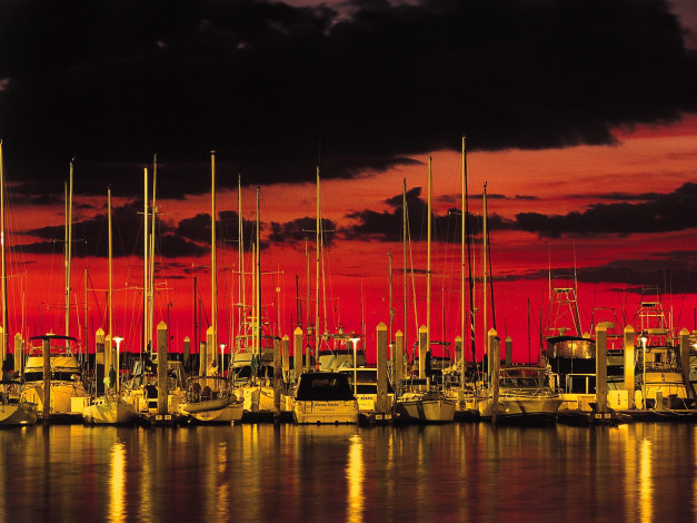 Обои картинки фото harbor, sunset, корабли, порты, причалы