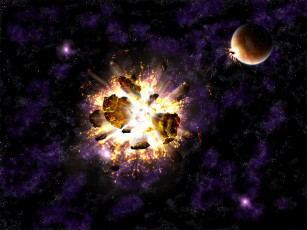 Картинка взрыв астероида космос арт