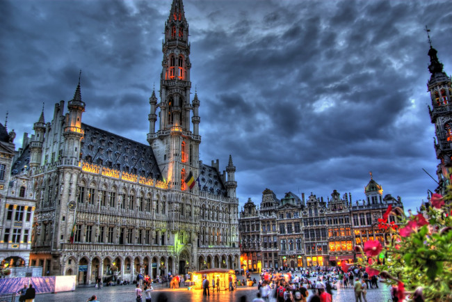 Обои картинки фото города, брюссель, бельгия, площадь, ратуша, европа