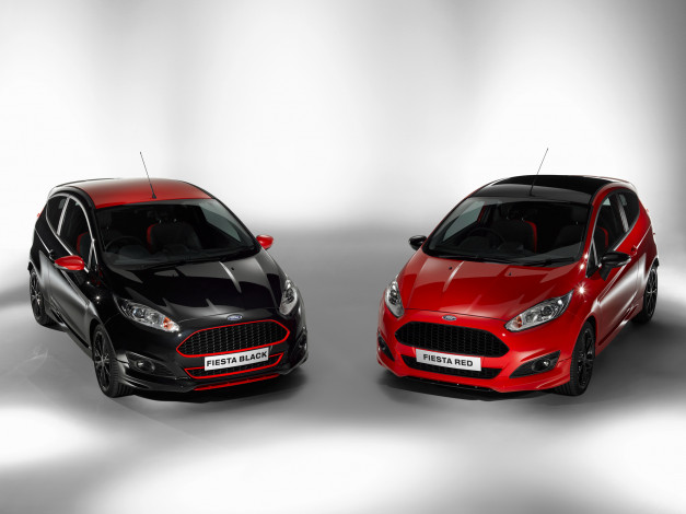 Обои картинки фото автомобили, ford, 2014г, red, fiesta, zetec, s, black
