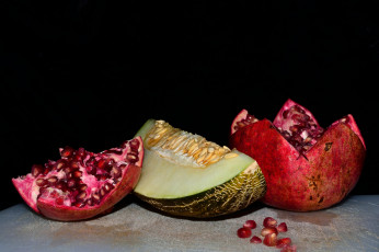 Картинка еда фрукты +ягоды гранат дыня