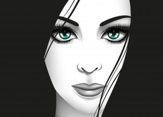 Картинка векторная+графика люди+ people зеленые глаза вектор взгляд девушка лицо