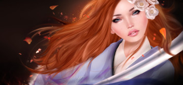 Картинка рисованное люди девушка рыжая волосы