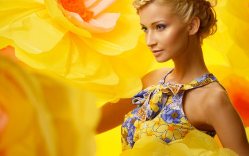 Картинка девушки -unsort+ блондинки +светловолосые сарафан цветы улыбка блондинка
