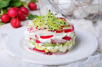 Картинка еда салаты +закуски редис слоеный салат овощи