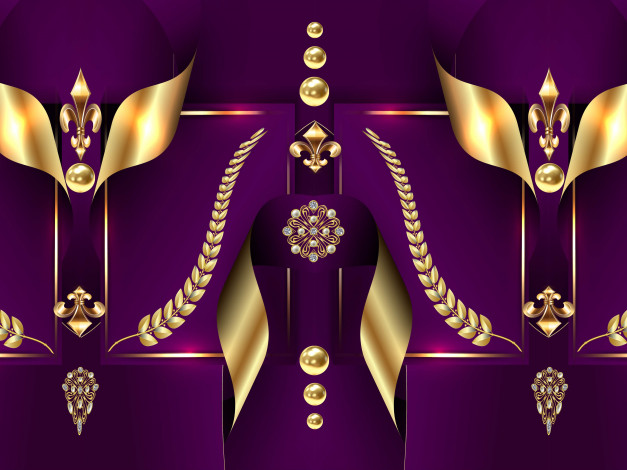 Обои картинки фото 3д графика, абстракция , abstract, gold, design, pattern, purple, background