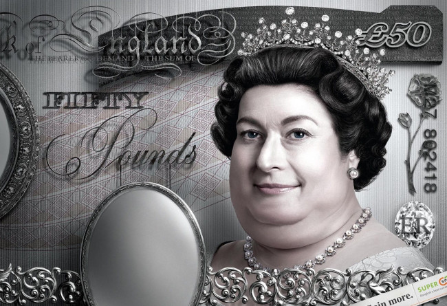 Обои картинки фото юмор, приколы, королева, банкнота, толстушка