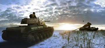 Картинка рисованные армия закат снег