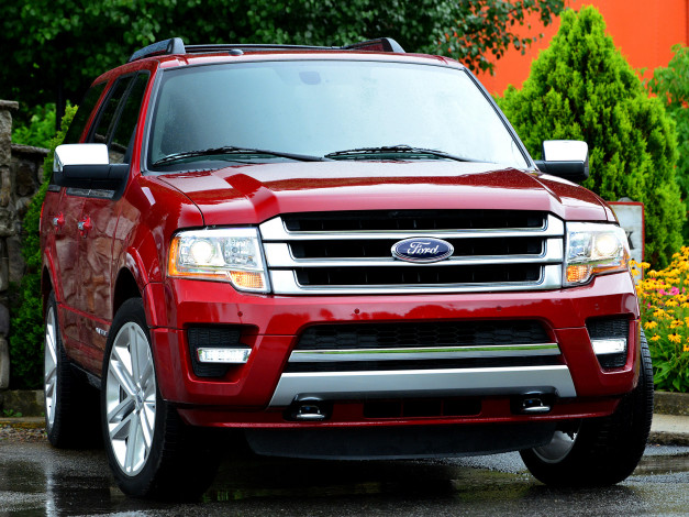 Обои картинки фото автомобили, ford, красный, platinum, expedition, 2015г