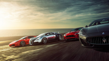 Картинка автомобили ferrari f430 speed sea aston martin vantage supercars maserati grant turismo bugatti veyron sunset