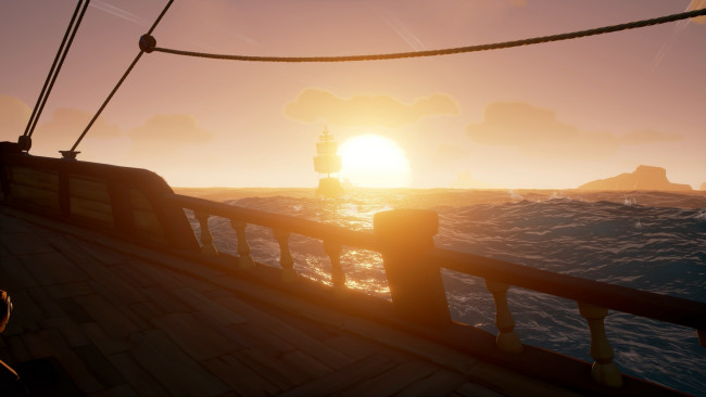 Обои картинки фото видео игры, sea of thieves, закат, море, корабль