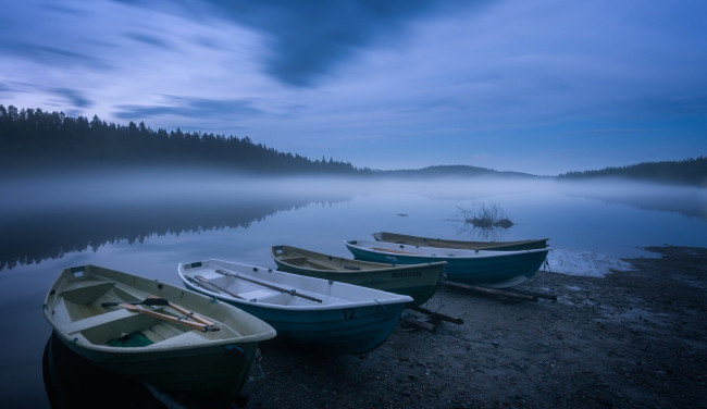 Обои картинки фото корабли, лодки,  шлюпки, туман, река