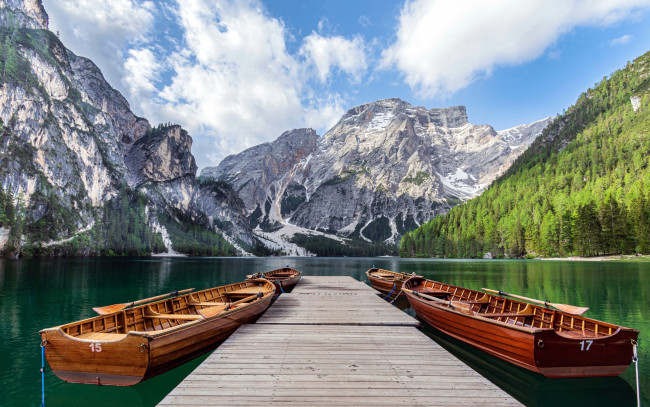 Обои картинки фото корабли, лодки,  шлюпки, озеро, горы