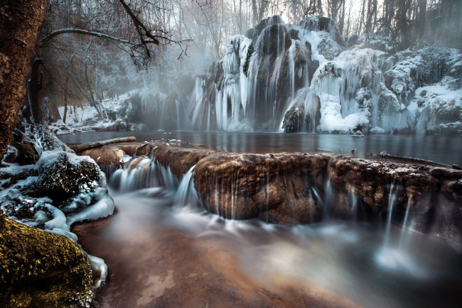 Обои картинки фото природа, водопады, водопад, зима