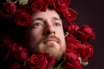 Картинка мужчины unsort розы борода венок усы голова
