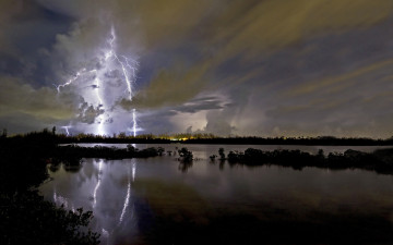Картинка lightning природа молния гроза тучи река молнии