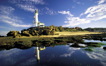 Картинка природа маяки побережье маяк море мост