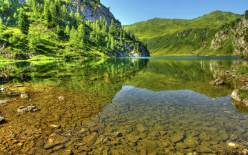 Картинка shallow water lake природа реки озера горы каменистое дно река