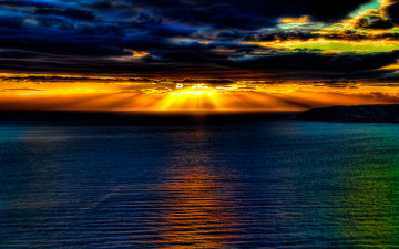 обоя sunset, природа, восходы, закаты, свет, океан, тучи