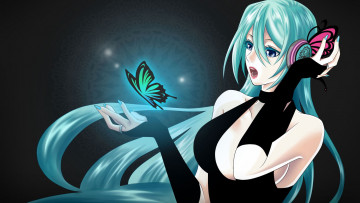Картинка аниме vocaloid бабочка девушка